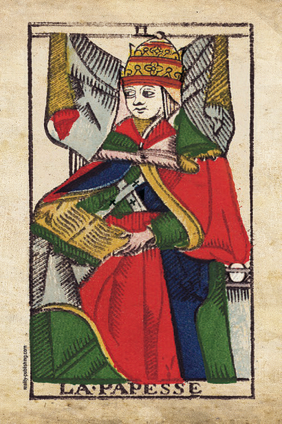 The High Priestess tarot card from the Marseille deck — symbolizing intuition and hidden knowledge in deeper readings