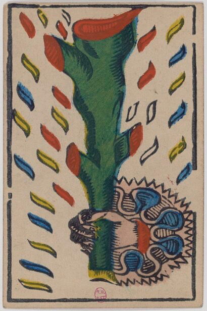 The Ace of Wands tarot card from the Marseille deck — the spark of new creative energy in the suit of fire