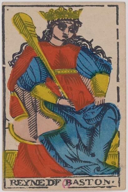 The Queen of Wands tarot card from the Marseille deck — embodying confidence, warmth, and creative power