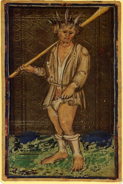 The Fool tarot card from the Visconti deck — card zero of the Major Arcana, representing new beginnings and innocence